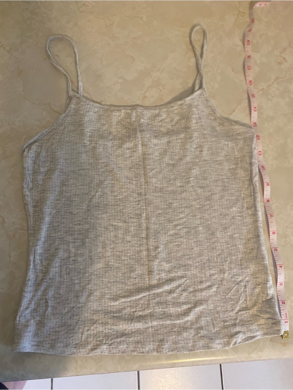 Garage Light Gray Ribbed Spaghetti-Strap Tank